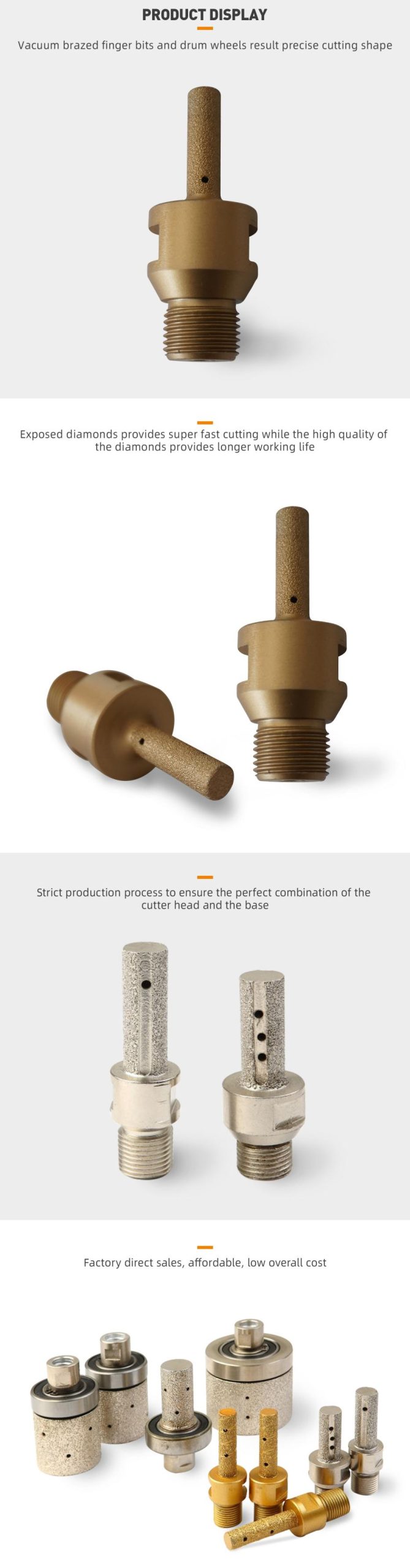 F22 vacuum brazed diamond router bits finger bits drum wheels