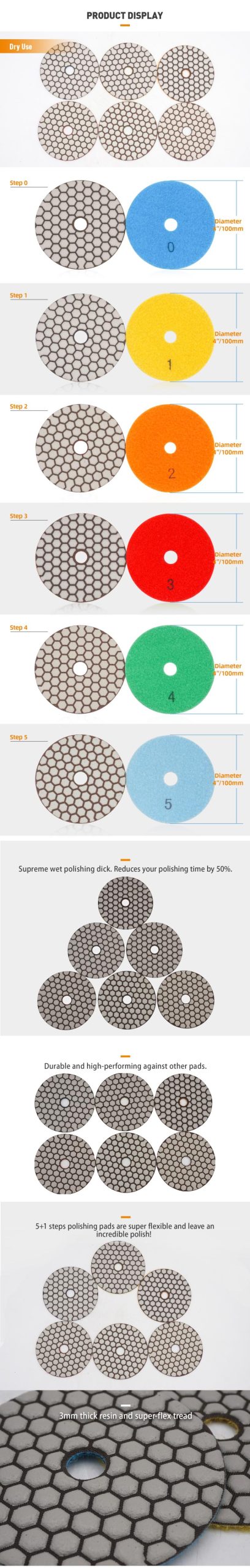 premium Fao dry polishing pads stone