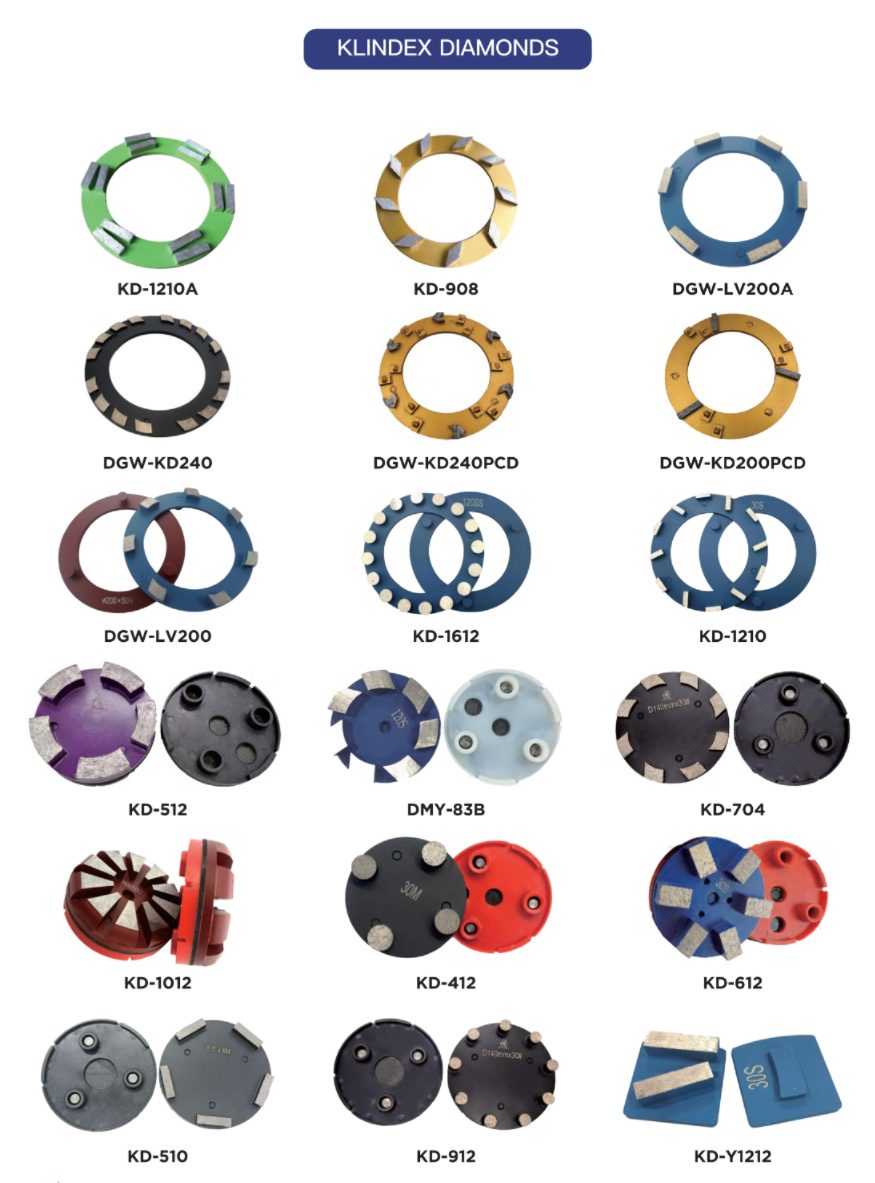 Klindex concrete floor grinding diamonds quick change