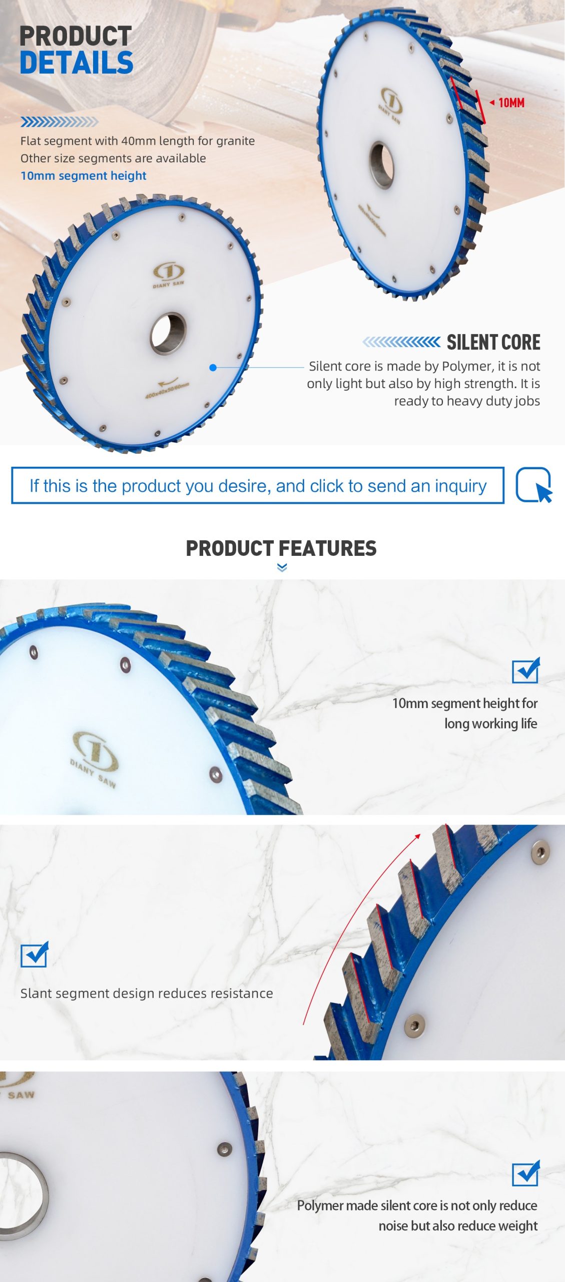 M41 bridge saw machine Milling Wheels flat Segment 40mm