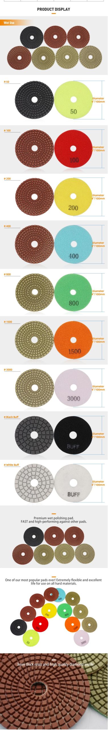 SEA wet diamond polishing pads black buff white buff