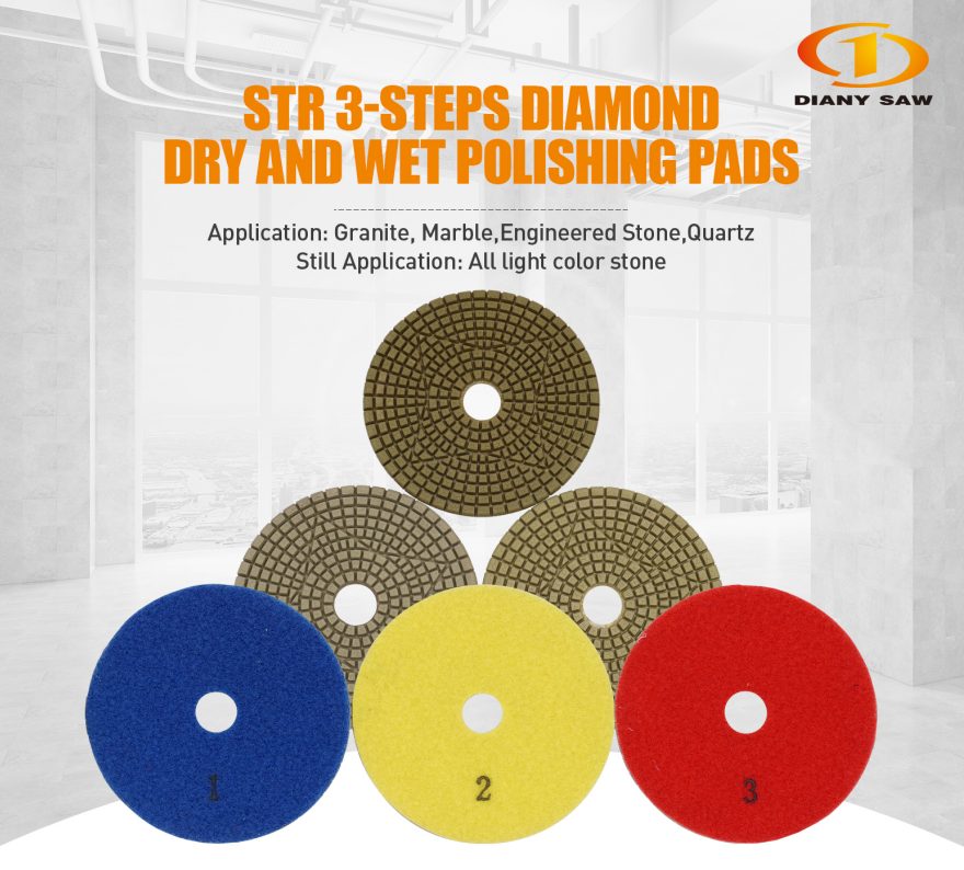 4" Str dry wet diamond polishing pads 3 steps