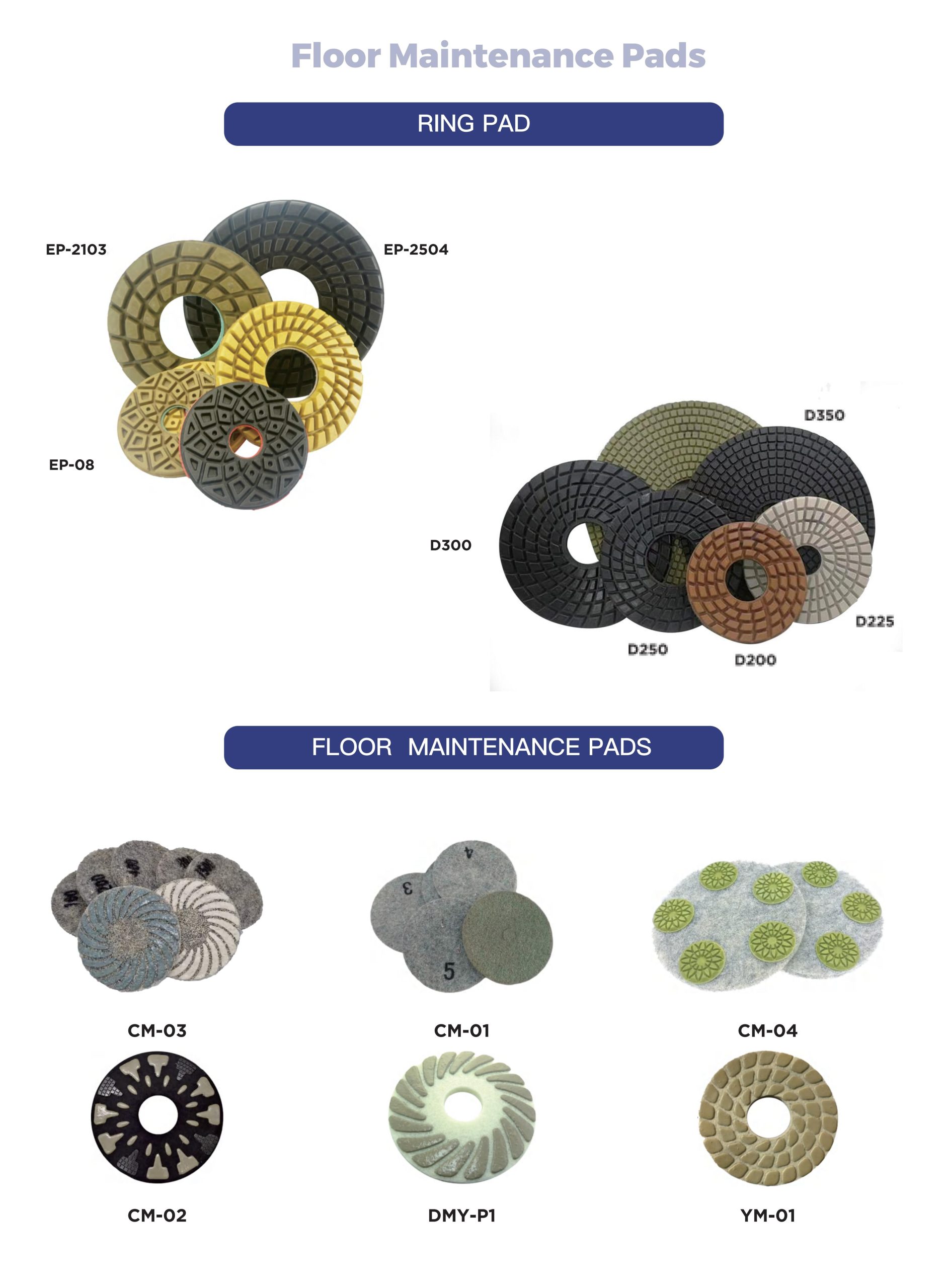 Concrete floor maintenance pads