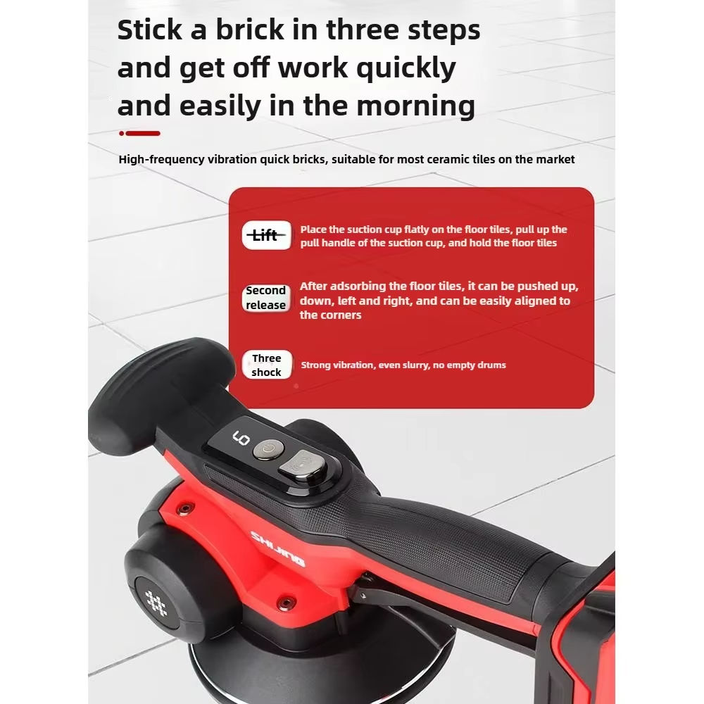 SHIJING 9393 Tile Tiling Paving High Power Tile Vibrating Leveler Electric Tile Automatic Leveling Machine Tile Tiler Vibrator Leveling Machine Rechargeable