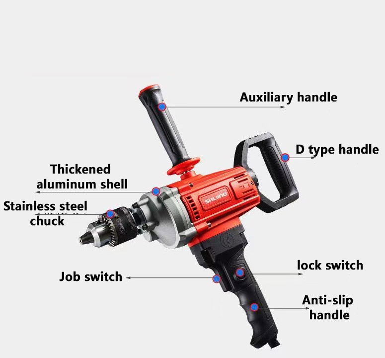 Shijing 9352 Electric Mixing Drill Industrial Aircraft Drill High-power Mixer Putty Powder Concrete Mixer Paint Coating Mixer