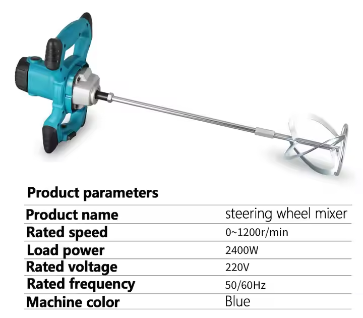 220V Electric Industrial Power Tool Ash Machine Mixer Steer Wheel Putty Powder Agitator Bricklayer Cement Paint Pulping Stirring