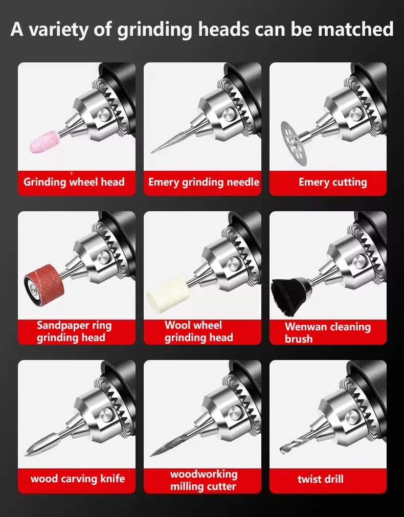 Electric Grinder Straight Grinder, Grinding, Cutting Drilling, Root Carving Polishing Rust Removal Machine Micro Angle Grinder