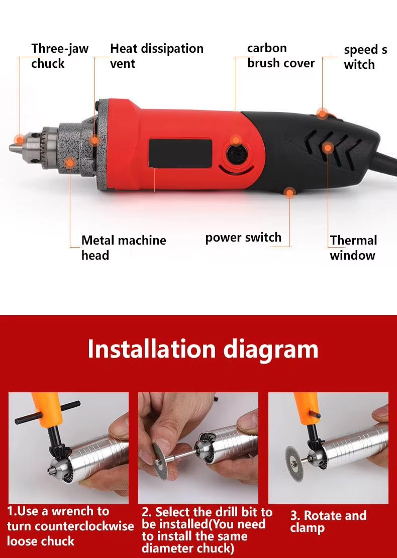220V Variable Speed Electric Drill Engraver Industrial Mini Grinder Rotary Tool for Grinding Cutting Wood Carving Sanding