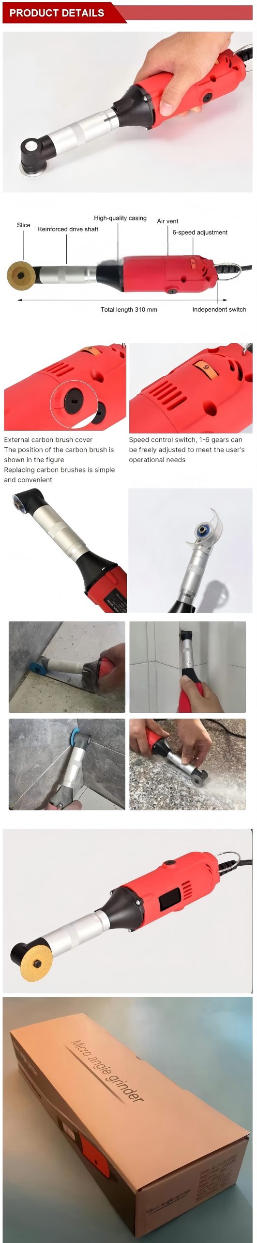 90 Degree Electric Straight Grinder Mini Handheld Die For Tile Cutting Polishing Grinding Machine