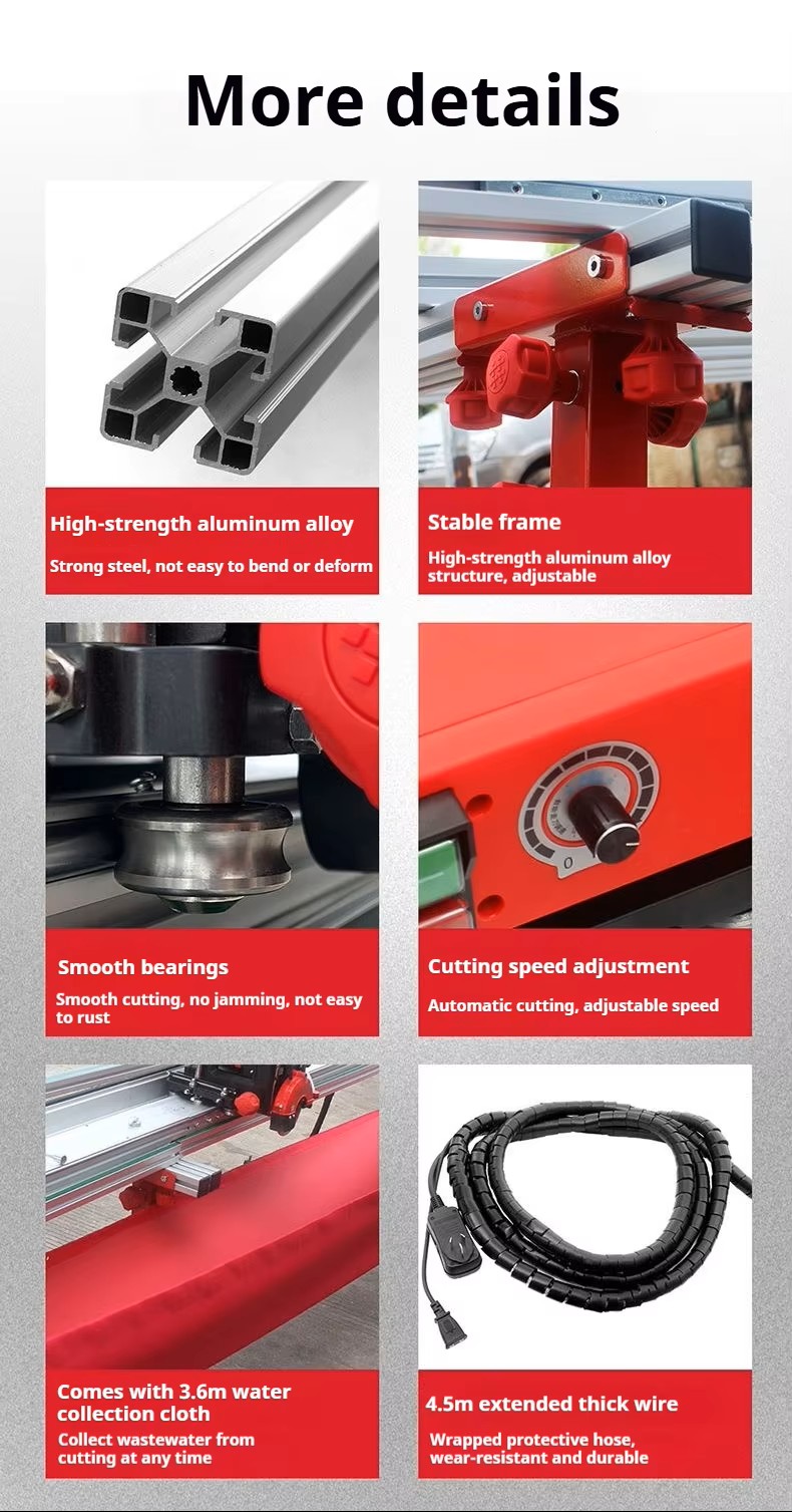 Professional Electric Laser Stone Cutter Machine 45 Miter for Large Porcelain Tiles With Essential Motor Pump Components